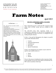 Farm Notes April 2013  2013-2014 AGRONOMY GUIDE AVAILABLE