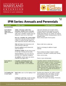 IPM Series: Annuals and Perennials Symptoms Possible Causes Controls/Comments