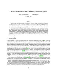 Circular and KDM Security for Identity-Based Encryption Jacob Alperin-Sheriff Chris Peikert