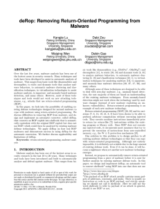 deRop: Removing Return-Oriented Programming from Malware Kangjie Lu Dabi Zou