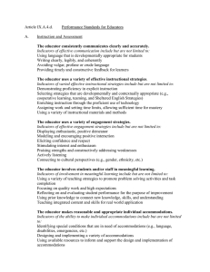 Article IX.A.4.d. Performance Standards for Educators  A.