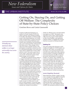 New Federalism Issues and Options for States THE URBAN INSTITUTE