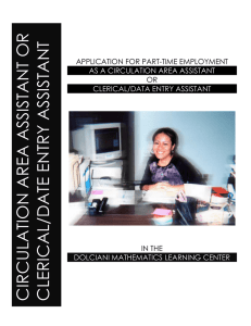 CIRCULATION AREA ASSISTANT OR CLERICAL/DATE ENTRY ASSISTANT  APPLICATION FOR PART-TIME EMPLOYMENT