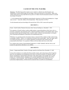 CAUSES OF THE CIVIL WAR DBQ