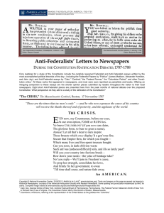 Anti-Federalists’ Letters to Newspapers D C R