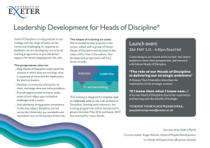 Leadership Development for Heads of Discipline* Launch event