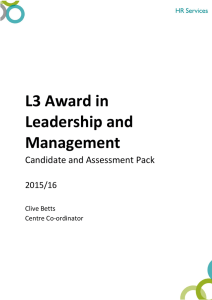 L3 Award in Leadership and Management Candidate and Assessment Pack