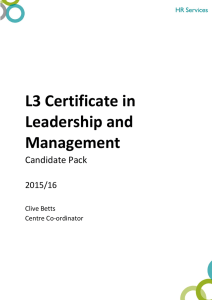 L3 Certificate in Leadership and Management Candidate Pack