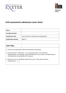 Unit assessment submission cover sheet  Unit Title: