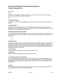 Aspirational Managers Development Programme Project Planning Form