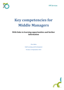 Key competencies for Middle Managers With links to learning opportunities and further information