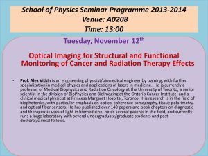 School of Physics Seminar Programme 2013-2014 Venue: A0208 Time: 13:00 Tuesday, November 12
