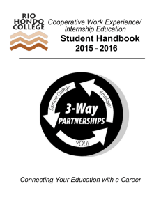Student Handbook 2015 - 2016  Cooperative Work Experience/