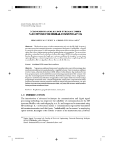 COMPARISON ANALYSIS OF STREAM CIPHER ALGORITHMS FOR DIGITAL COMMUNICATION