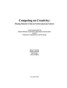 Competing on Creativity: Placing Ontario’s Cities in North American Context