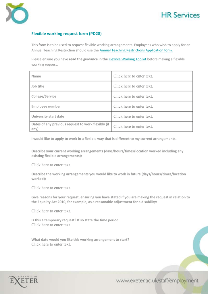 Flexible Working Hours Form