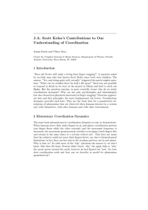 J.A. Scott Kelso’s Contributions to Our Understanding of Coordination