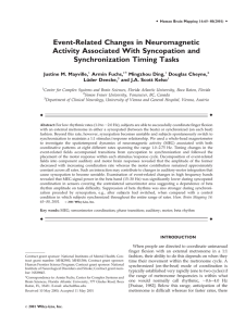 Event-Related Changes in Neuromagnetic Activity Associated With Syncopation and Synchronization Timing Tasks