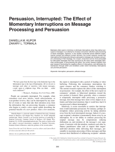 Persuasion, Interrupted: The Effect of Momentary Interruptions on Message Processing and Persuasion