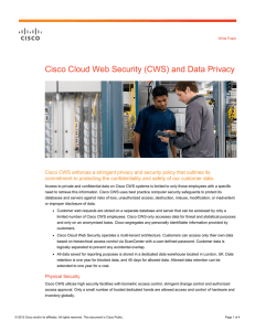 Cisco Cloud Web Security (CWS) and Data Privacy