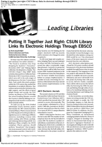 Putting  It Together  Just  Right:  CSUN ... Links  Its  Electronic  Holdings Through  EBSCO