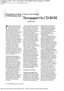 ' P Newspapers On CD-ROM Newspapers On Disc: A  Survey And Critique