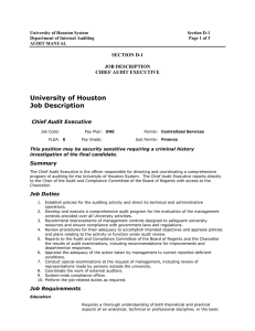 University of Houston Job Description SECTION D-1