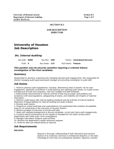 University of Houston Job Description SECTION D-2