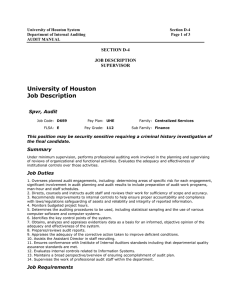 University of Houston Job Description  SECTION D-4