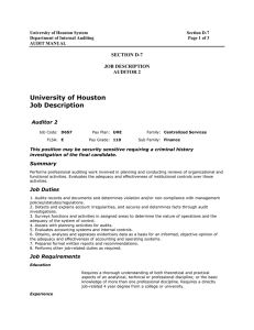 University of Houston Job Description SECTION D-7