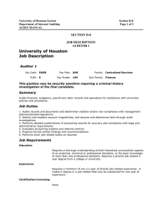 University of Houston Job Description SECTION D-8