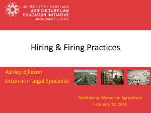Hiring &amp; Firing Practices Ashley Ellixson Extension Legal Specialist MidAtlantic Women In Agriculture