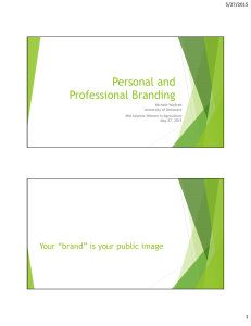 Personal and Professional Branding Your “brand” is your public image 5/27/2015