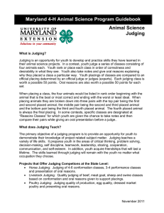 Maryland 4-H Animal Science Program Guidebook Animal Science Judging