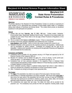 Maryland 4-H Animal Science Program Information Sheet Maryland 4-H State Horse Presentation