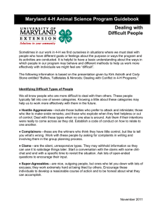 Maryland 4-H Animal Science Program Guidebook Dealing with Difficult People