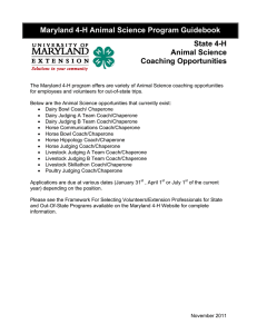 Maryland 4-H Animal Science Program Guidebook State 4-H Animal Science Coaching Opportunities