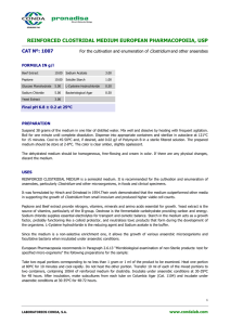 REINFORCED CLOSTRIDAL MEDIUM EUROPEAN PHARMACOPOEIA, USP CAT Nº: 1007 Clostridium
