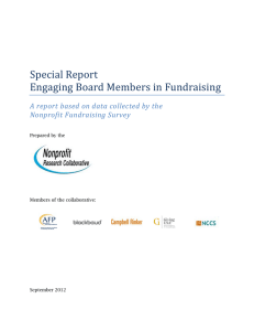 Special Report Engaging Board Members in Fundraising Nonprofit Fundraising Survey