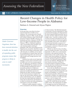 Recent Changes in Health Policy for Low-Income People in Alabama