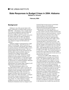 State Responses to Budget Crises in 2004: Alabama THE URBAN INSTITUTE  Background