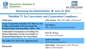 Session 3: Tax Uncertainty and Corporation Compliance Advancing Tax Administration