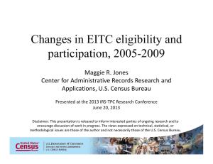 Changes in EITC eligibility and participation, 2005-2009 Maggie&nbsp;R.&nbsp;Jones Center&nbsp;for&nbsp;Administrative&nbsp;Records&nbsp;Research&nbsp;and&nbsp;