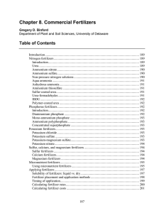 Chapter 8. Commercial Fertilizers  Table of Contents
