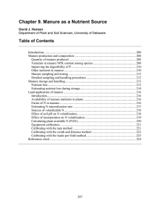 Chapter 9. Manure as a Nutrient Source Table of Contents