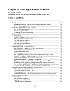 Chapter 10. Land Application of Biosolids Table of Contents