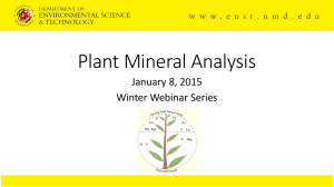 Plant Mineral Analysis January 8, 2015 Winter Webinar Series