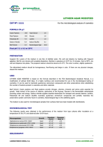 LETHEEN AGAR MODIFIED CAT Nº: 1111  For the microbiological analysis of cosmetics