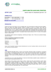 CAMPYLOBACTER AGAR BASE (PRESTON) CAT Nº: 1131 Campylobacter jejuni C. coli