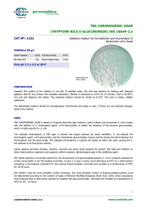 TBX CHROMOGENIC AGAR (TRYPTONE BILE X-GLUCURONIDE) ISO 16649-2,3 CAT Nº: 1151 Escherichia coli